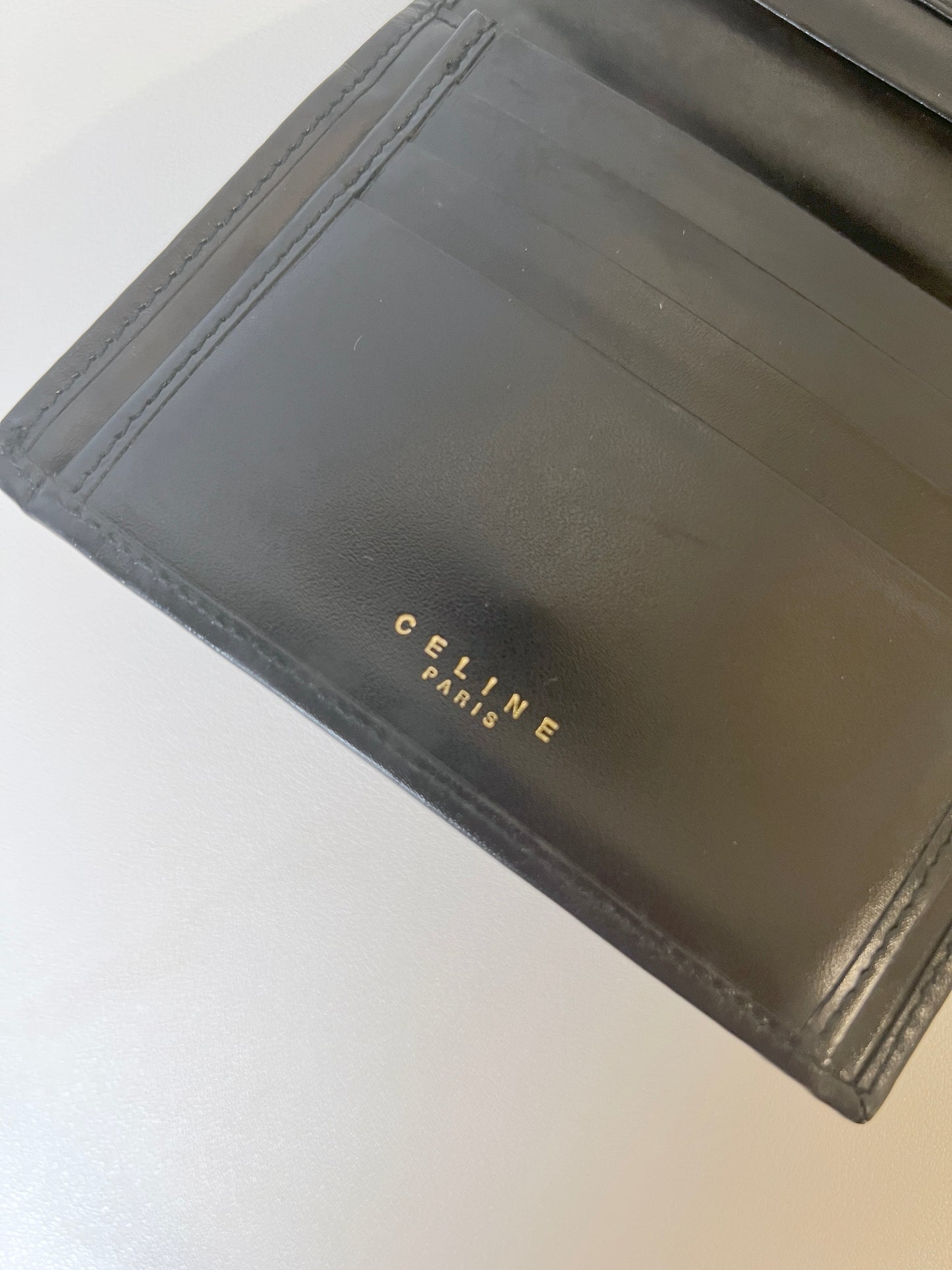Celine黑色凱旋門短夾皮革銀包錢包 日本中古Vintage