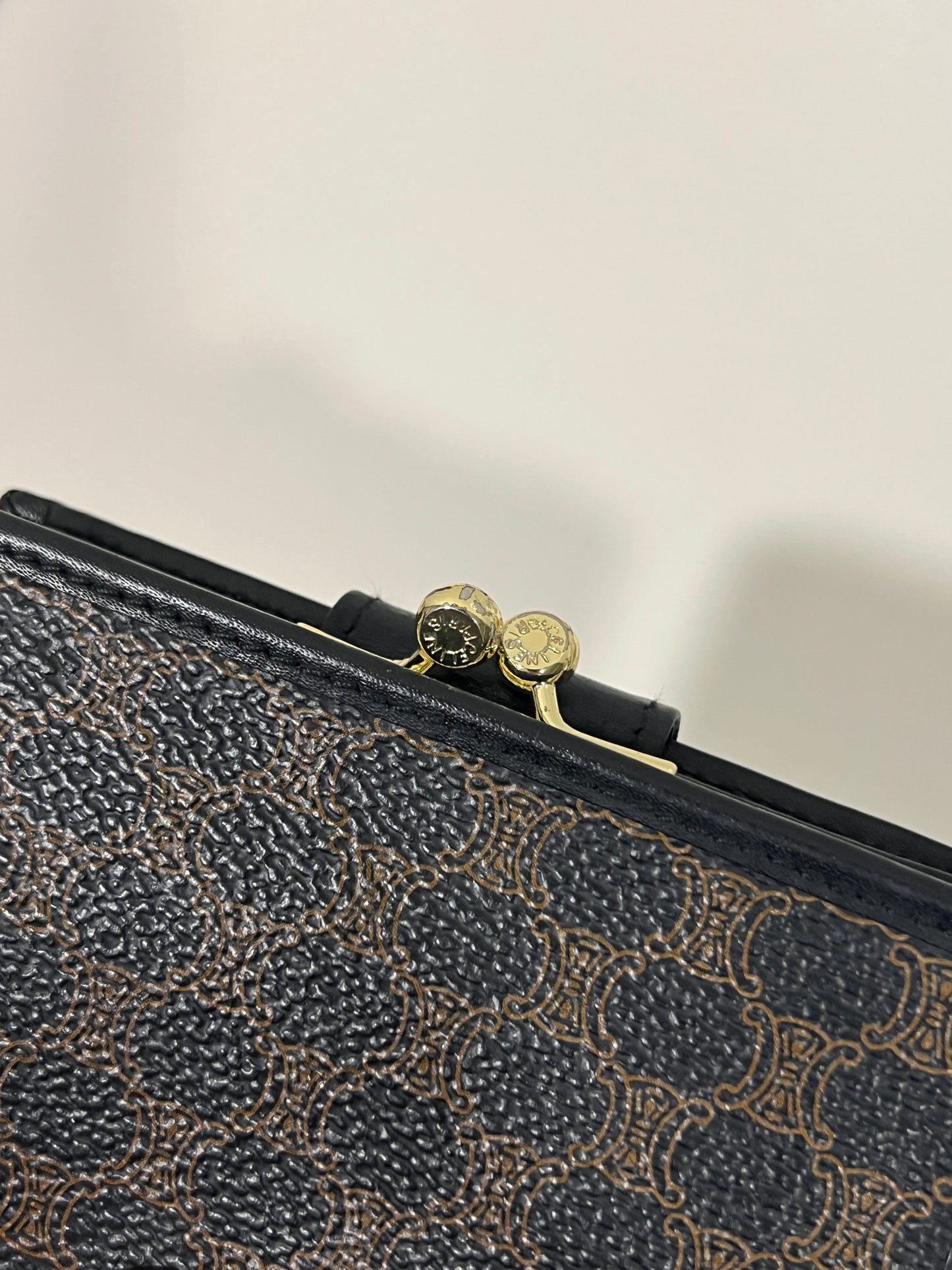 Celine黑色凱旋門短夾皮革銀包錢包 日本中古Vintage