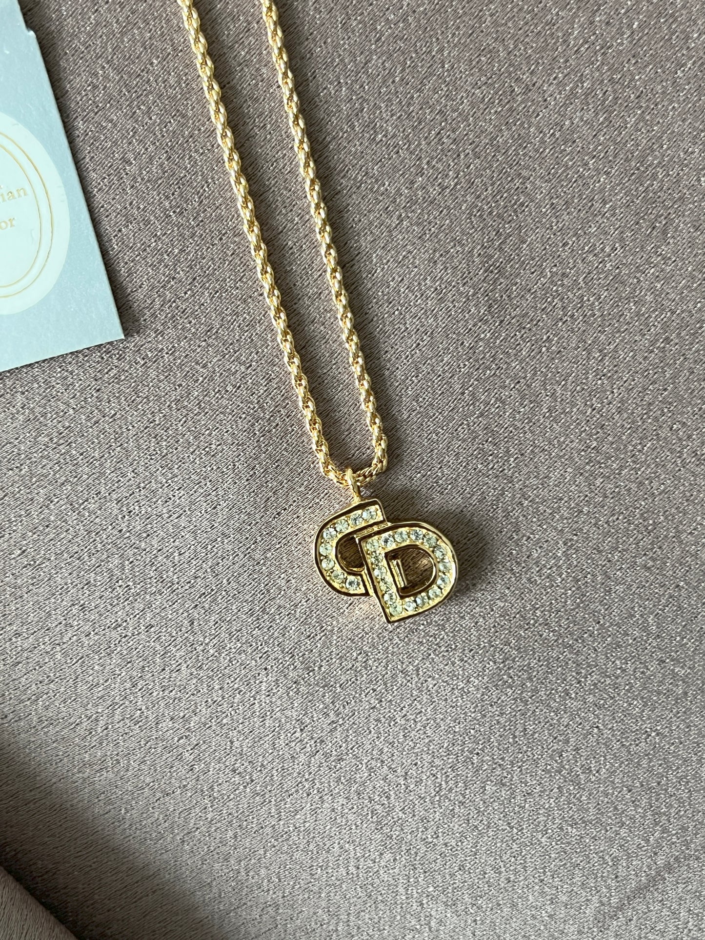 Dior鍍金經典CD水晶頸鏈項鏈 極美品 日本中古vintage