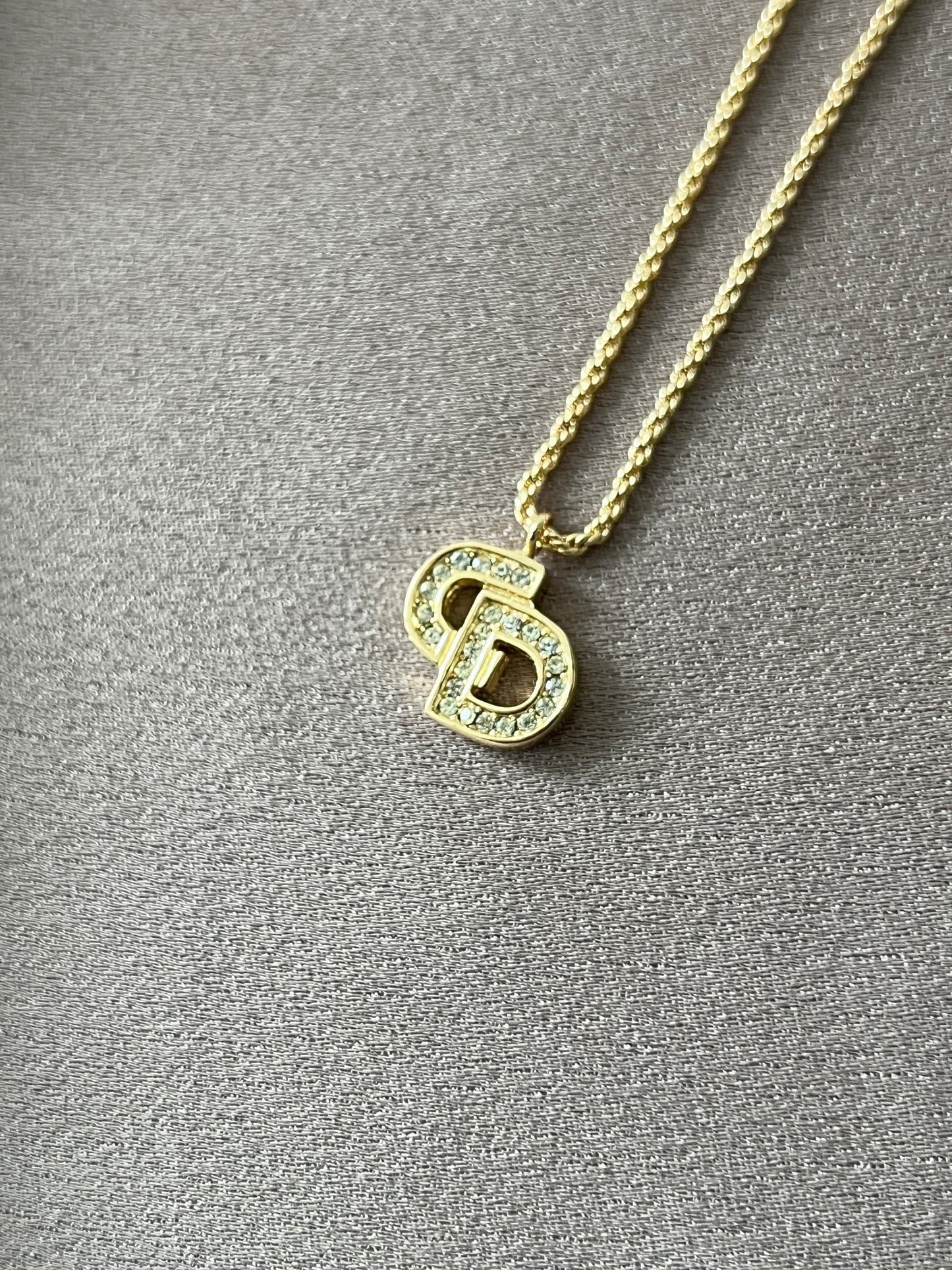Dior鍍金經典CD水晶頸鏈項鏈 極美品 日本中古vintage
