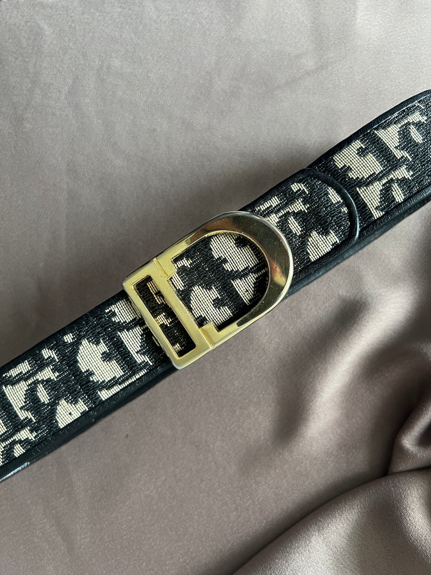Dior Oblique Jacquard belt CD中古藍色提花皮帶腰帶 美品