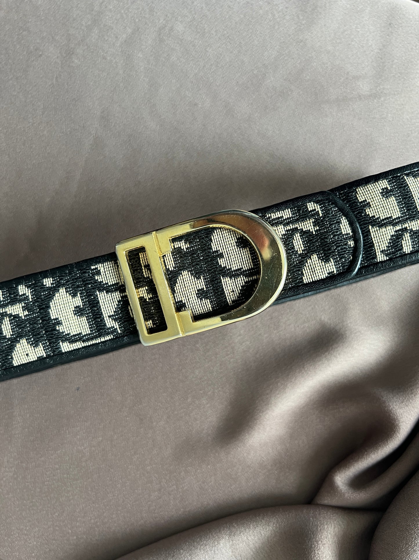 Dior Oblique Jacquard belt CD中古藍色提花皮帶腰帶 美品