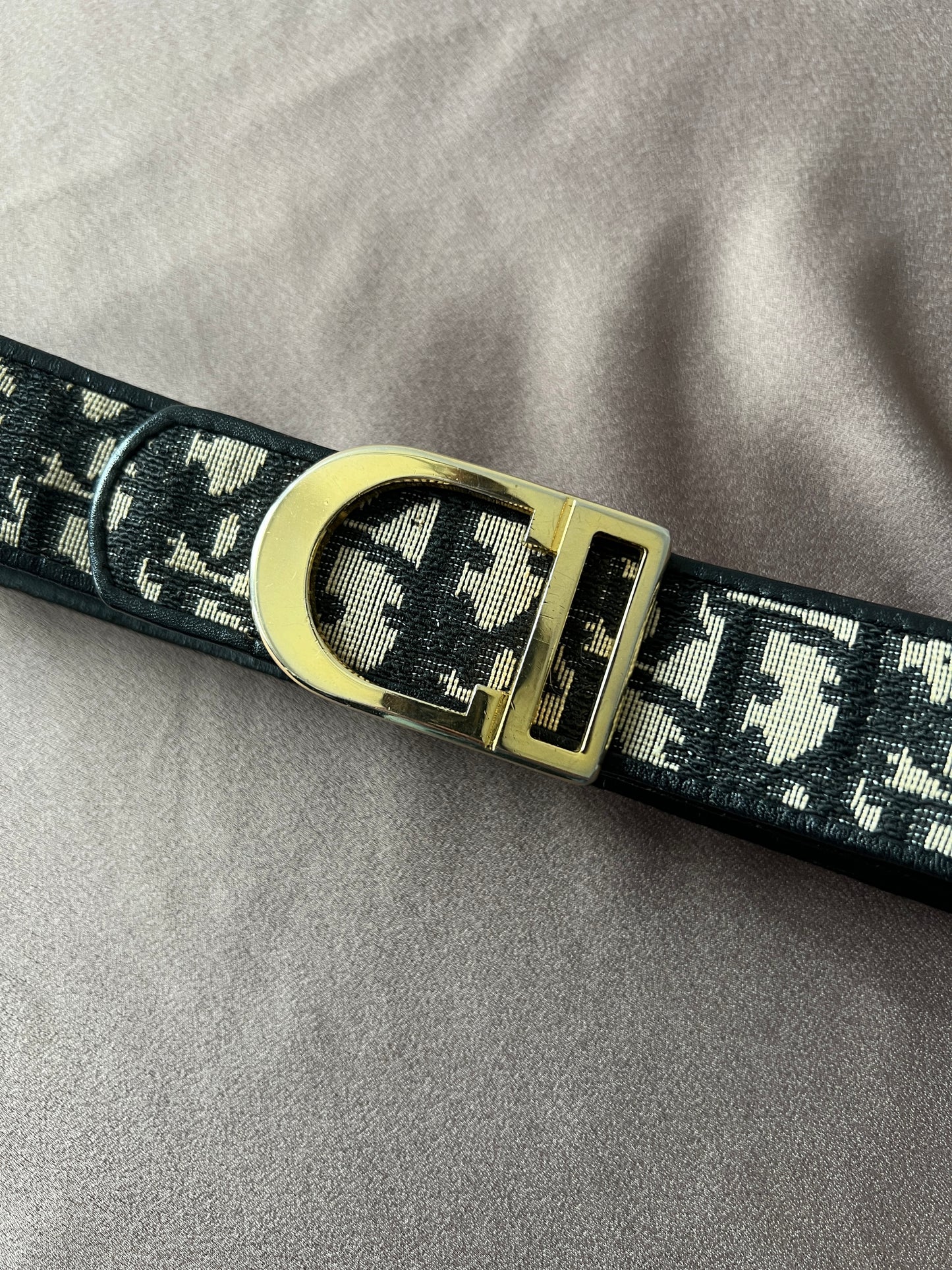 Dior Oblique Jacquard belt CD中古藍色提花皮帶腰帶 美品