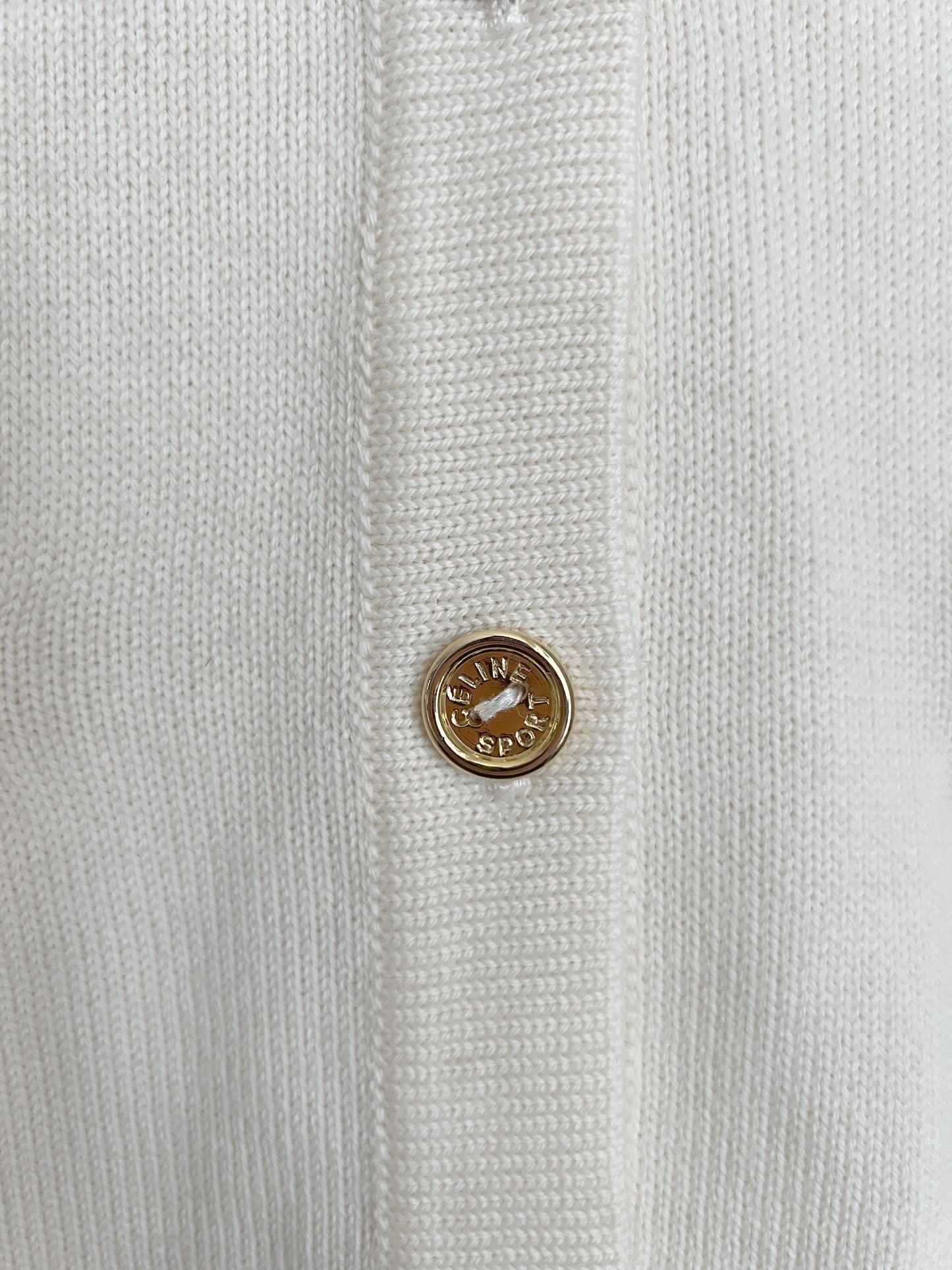 CELINE Knit Vest 極美品稀有奶白色鈕扣凱旋門掛飾口袋背心外套