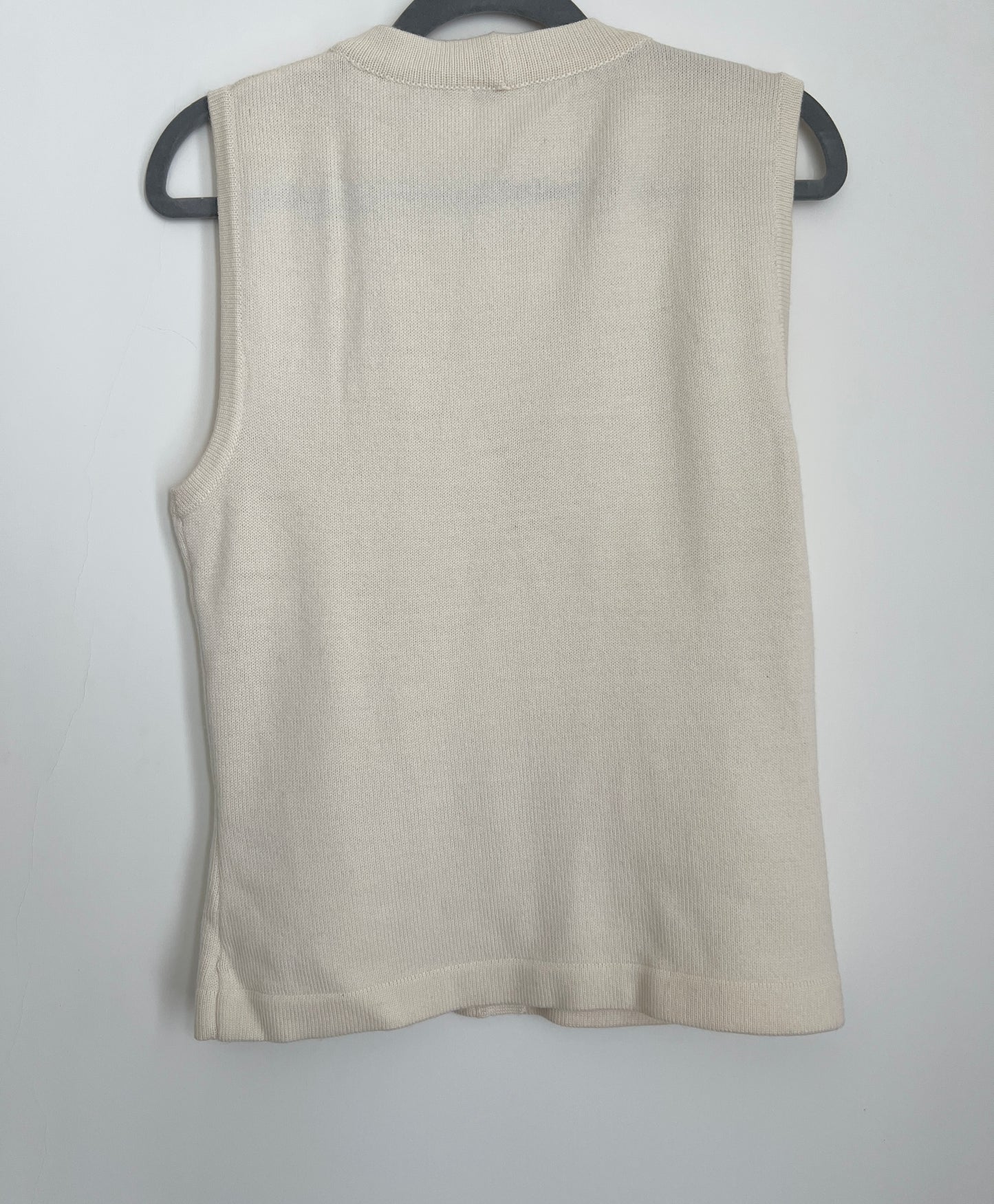 CELINE Knit Vest 極美品稀有奶白色鈕扣凱旋門掛飾口袋背心外套