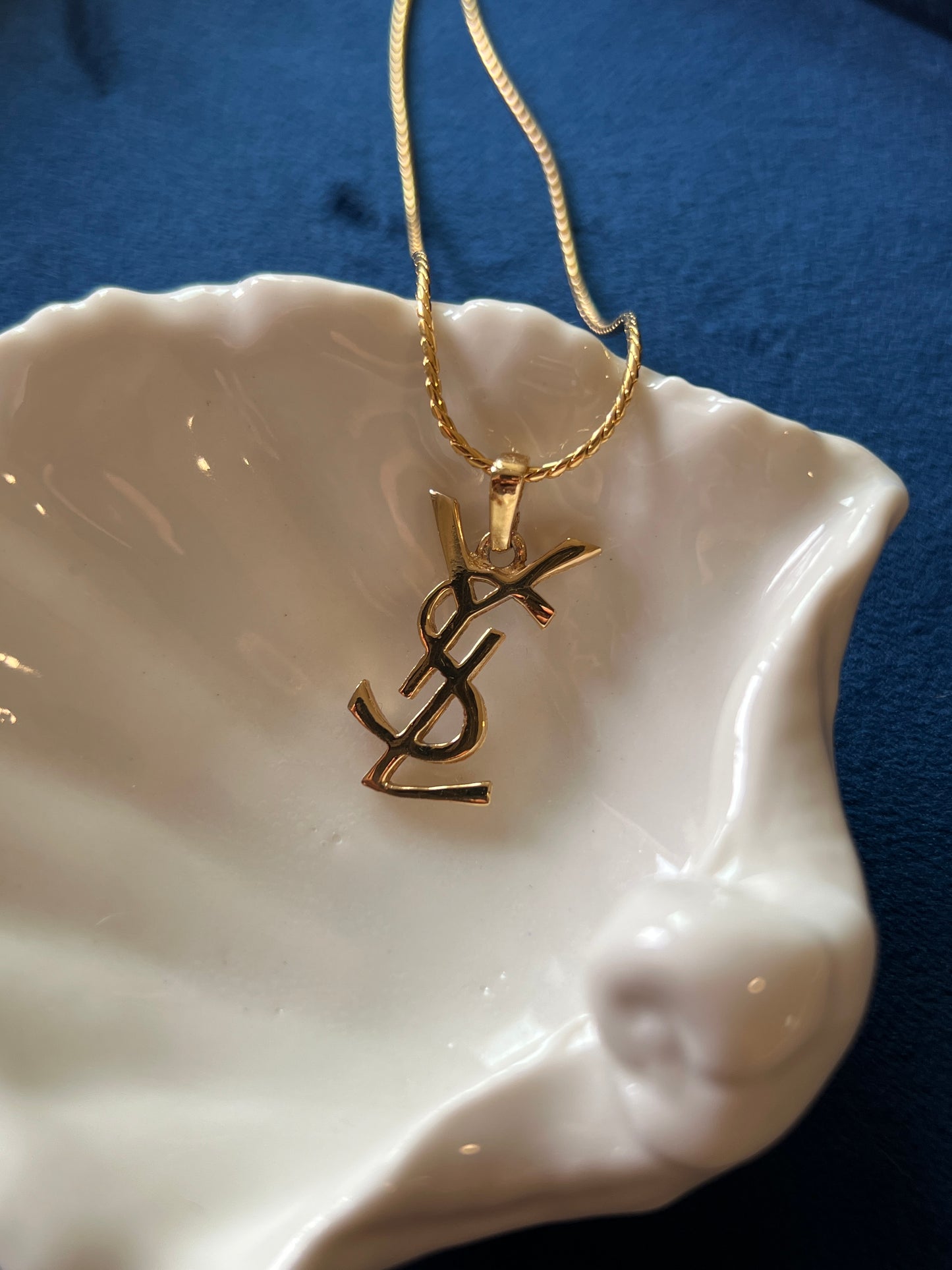 YSL Logo Vintage Necklace 金色頸鏈項鏈 美品 日本中古