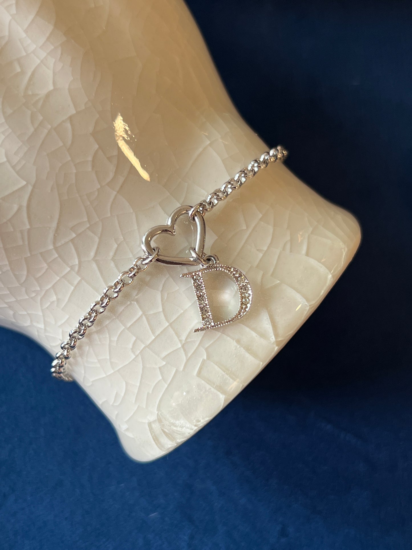 Dior Heart Bracelet罕有獨特心形水鑽手鏈 心形扣 極美品