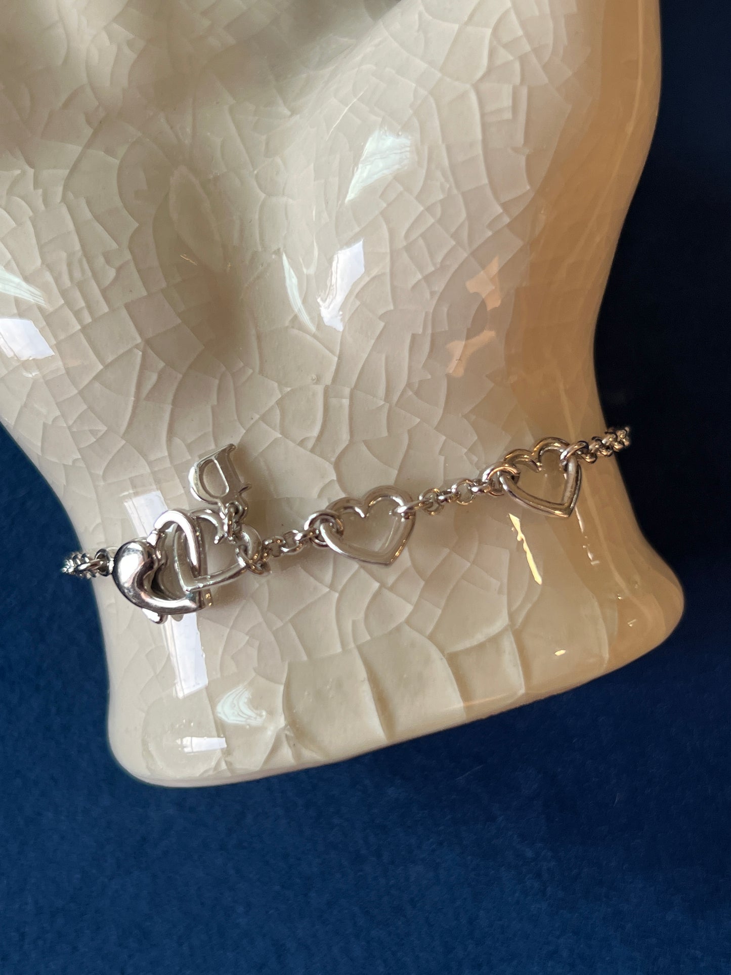 Dior Heart Bracelet罕有獨特心形水鑽手鏈 心形扣 極美品