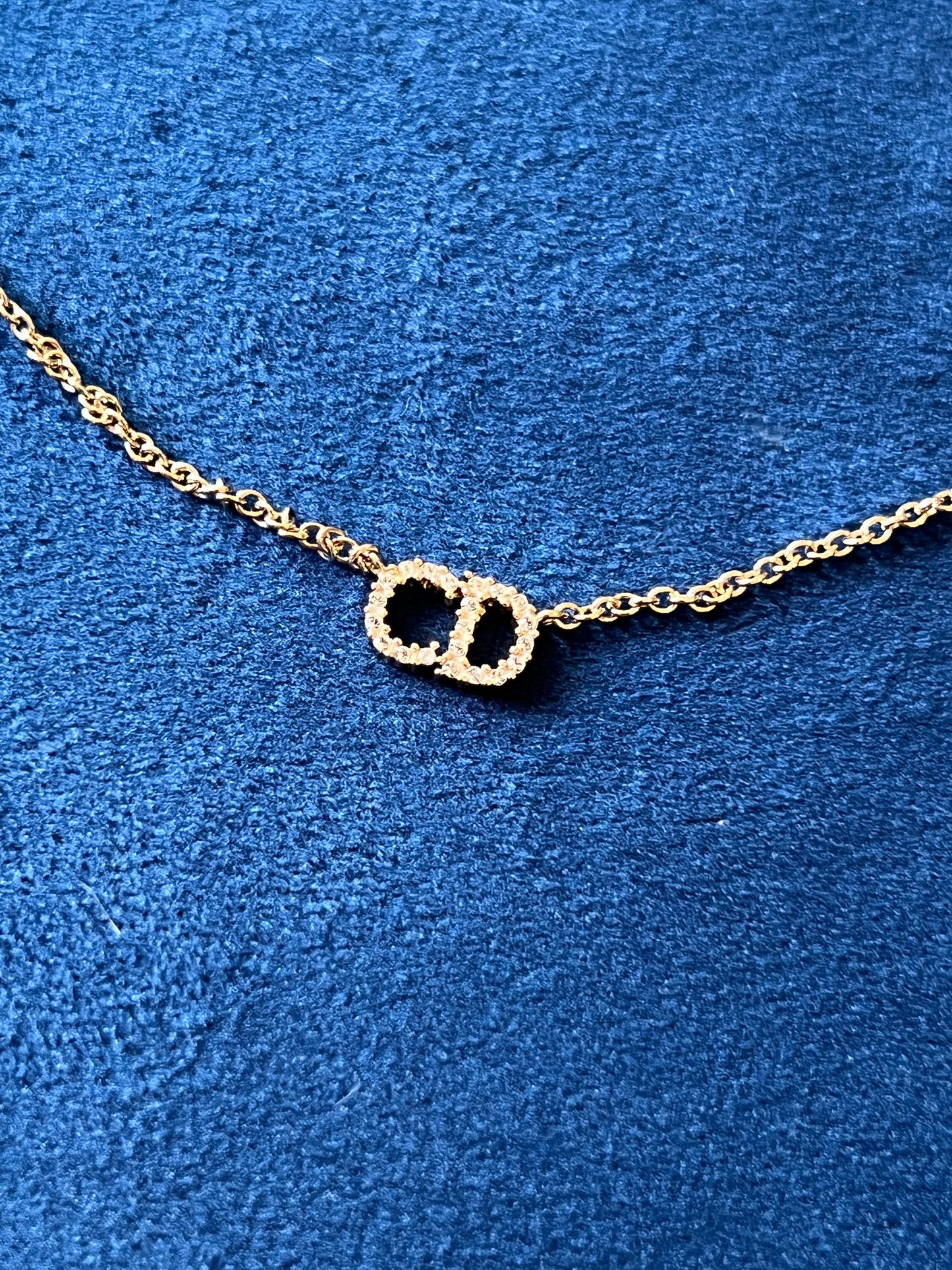 DIOR CLAIR D LUNE NECKLACE水鑽CD金色頸鏈 原裝塵袋 極美品