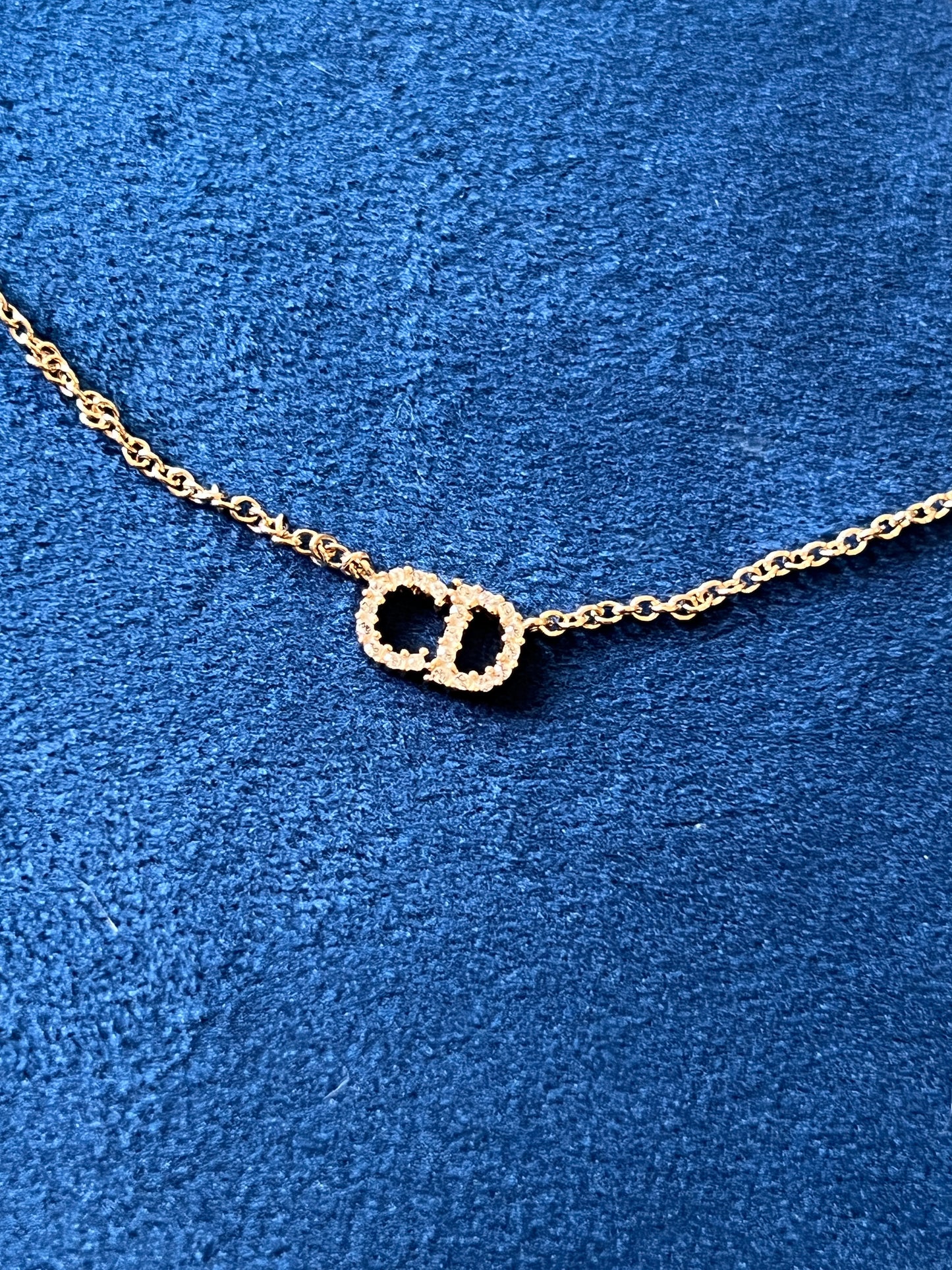 DIOR CLAIR D LUNE NECKLACE水鑽CD金色頸鏈 原裝塵袋 極美品