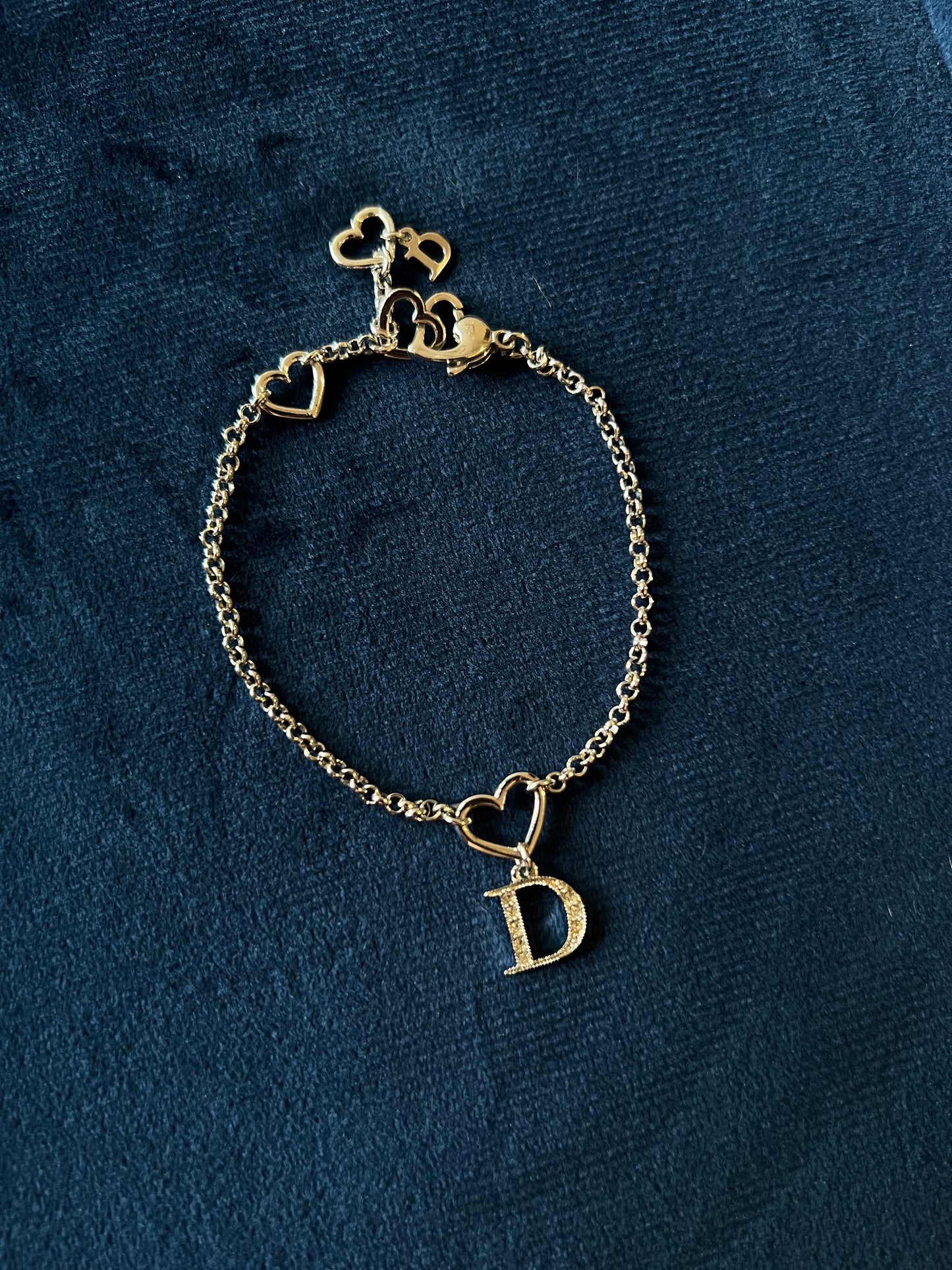 Dior Heart Bracelet罕有獨特心形水鑽手鏈 心形扣 極美品