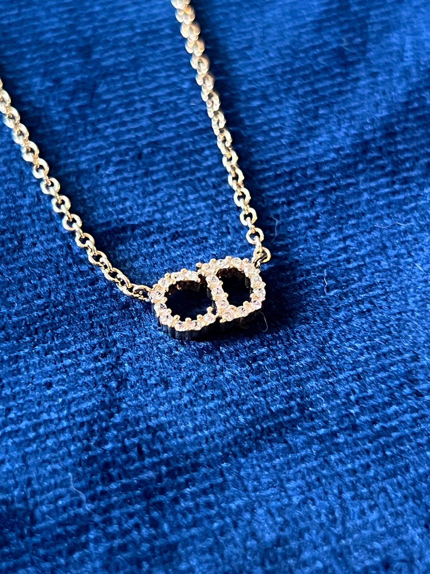DIOR CLAIR D LUNE NECKLACE水鑽CD金色頸鏈 原裝塵袋 極美品