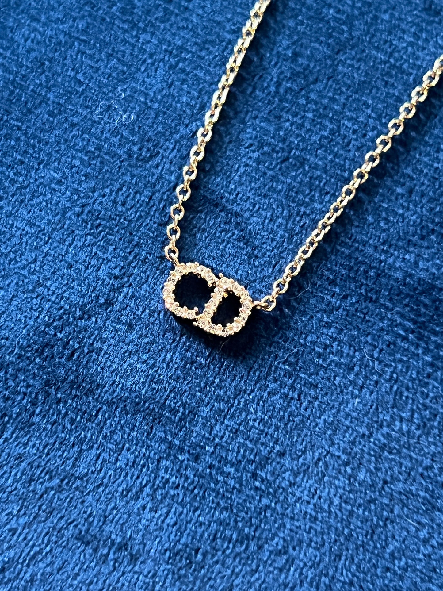 DIOR CLAIR D LUNE NECKLACE水鑽CD金色頸鏈 原裝塵袋 極美品