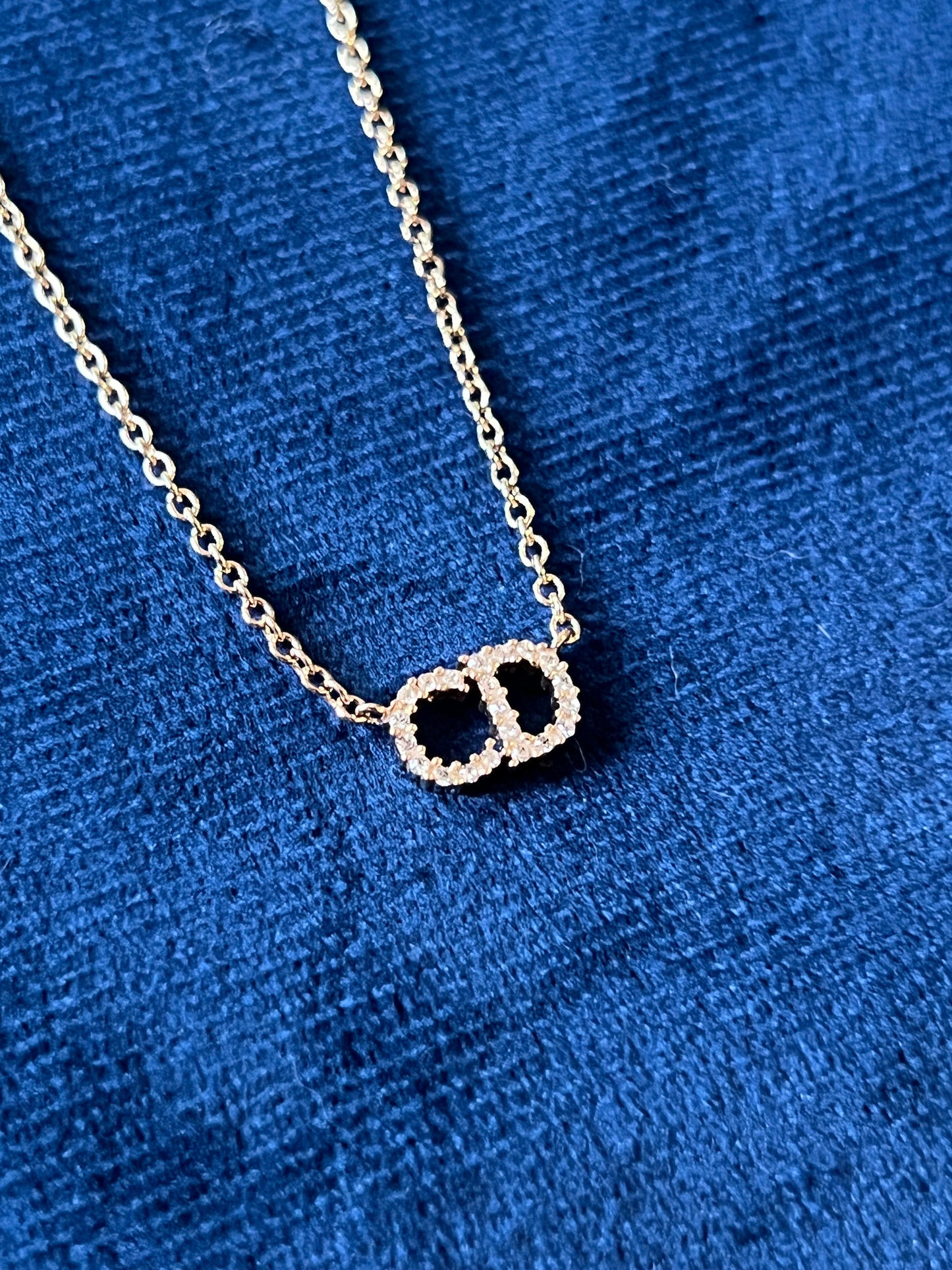 DIOR CLAIR D LUNE NECKLACE水鑽CD金色頸鏈 原裝塵袋 極美品