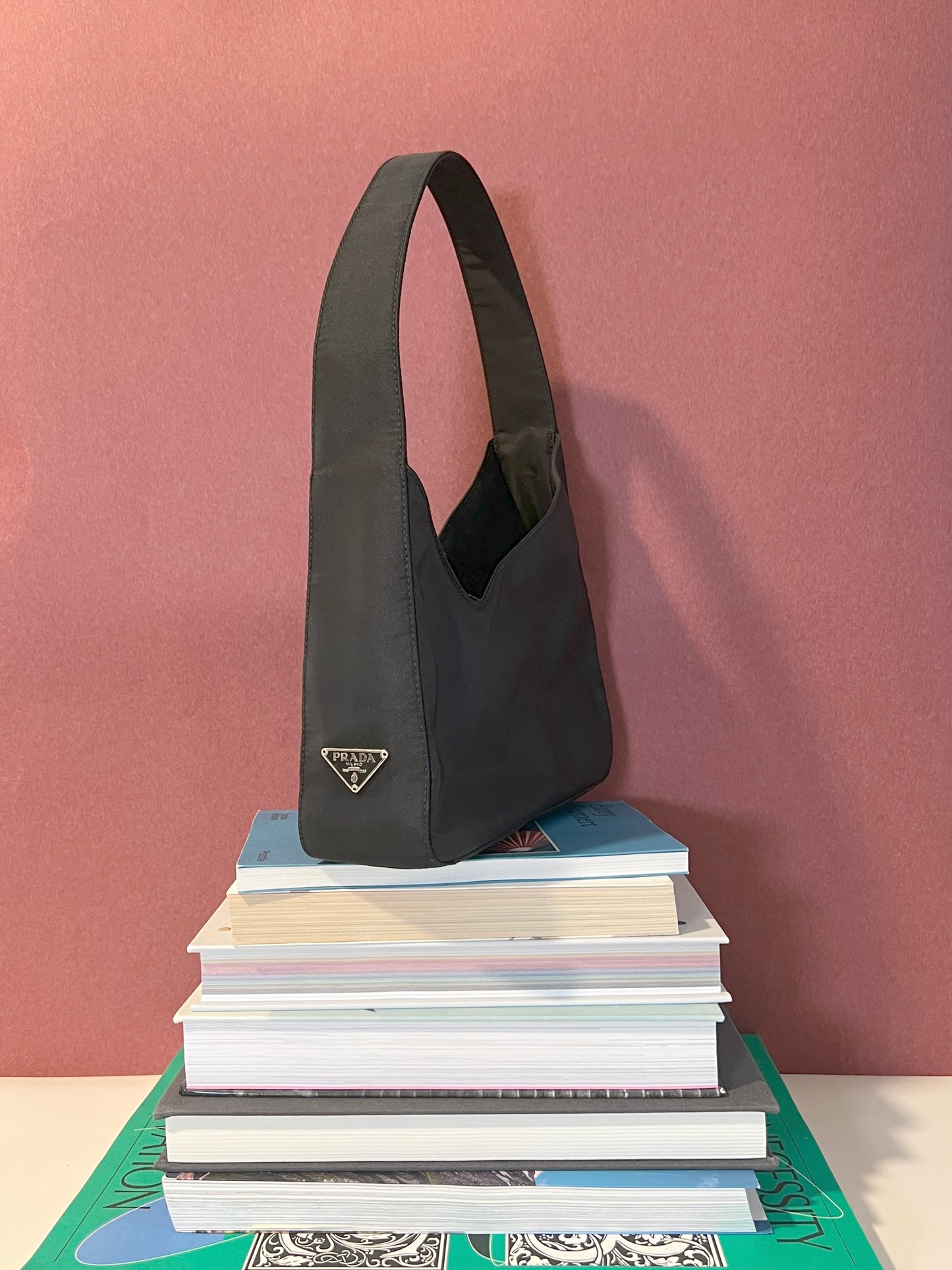 Prada Nylon Shoulder Bag稀有獨特袋口手提腋下包 保證卡 中古