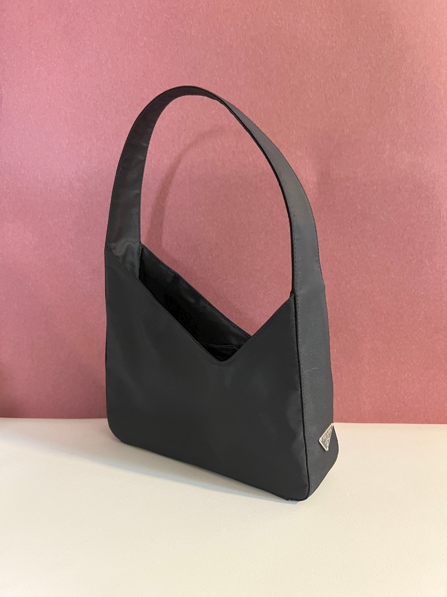 Prada Nylon Shoulder Bag稀有獨特袋口手提腋下包 保證卡 中古