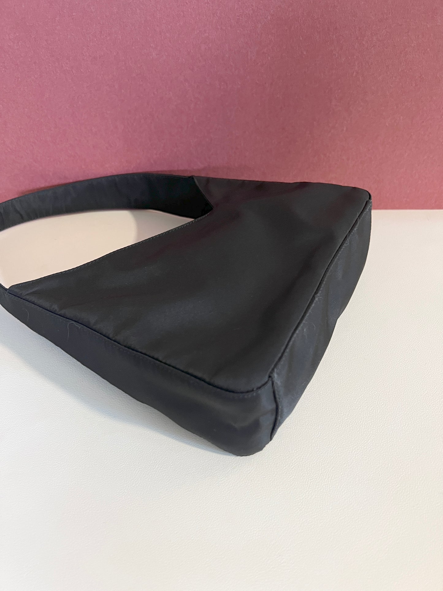 Prada Nylon Shoulder Bag稀有獨特袋口手提腋下包 保證卡 中古