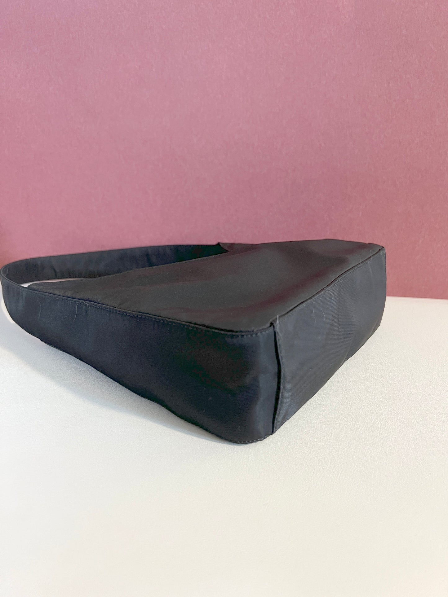 Prada Nylon Shoulder Bag稀有獨特袋口手提腋下包 保證卡 中古