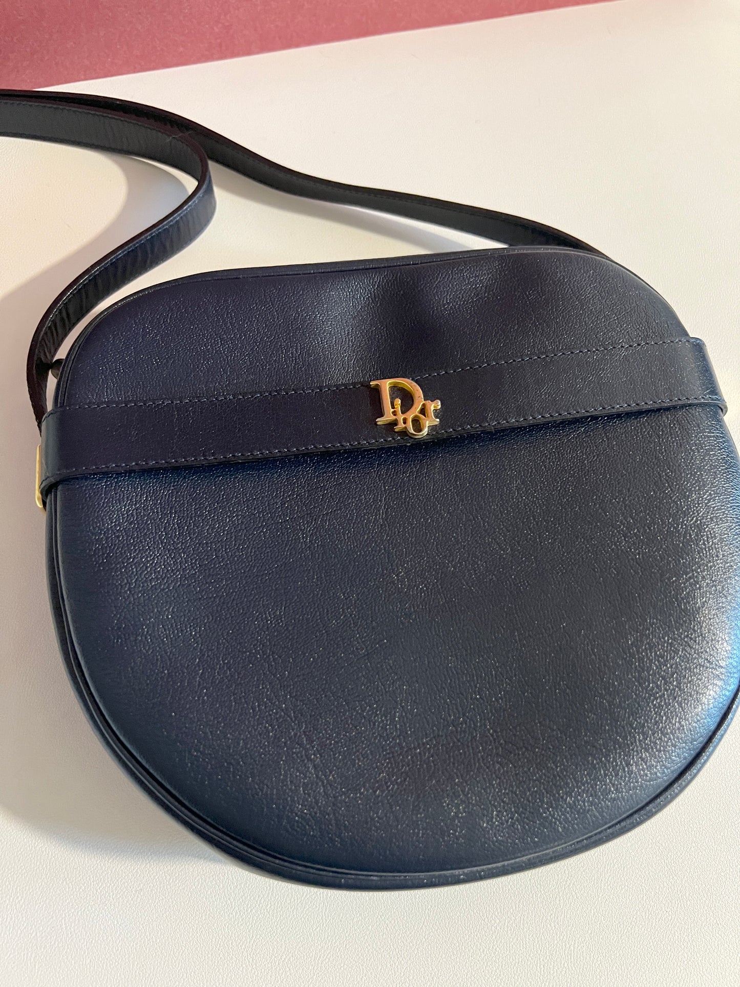 Christian Dior Shoulder Bag中古美品深藍色皮革側肩包斜背袋