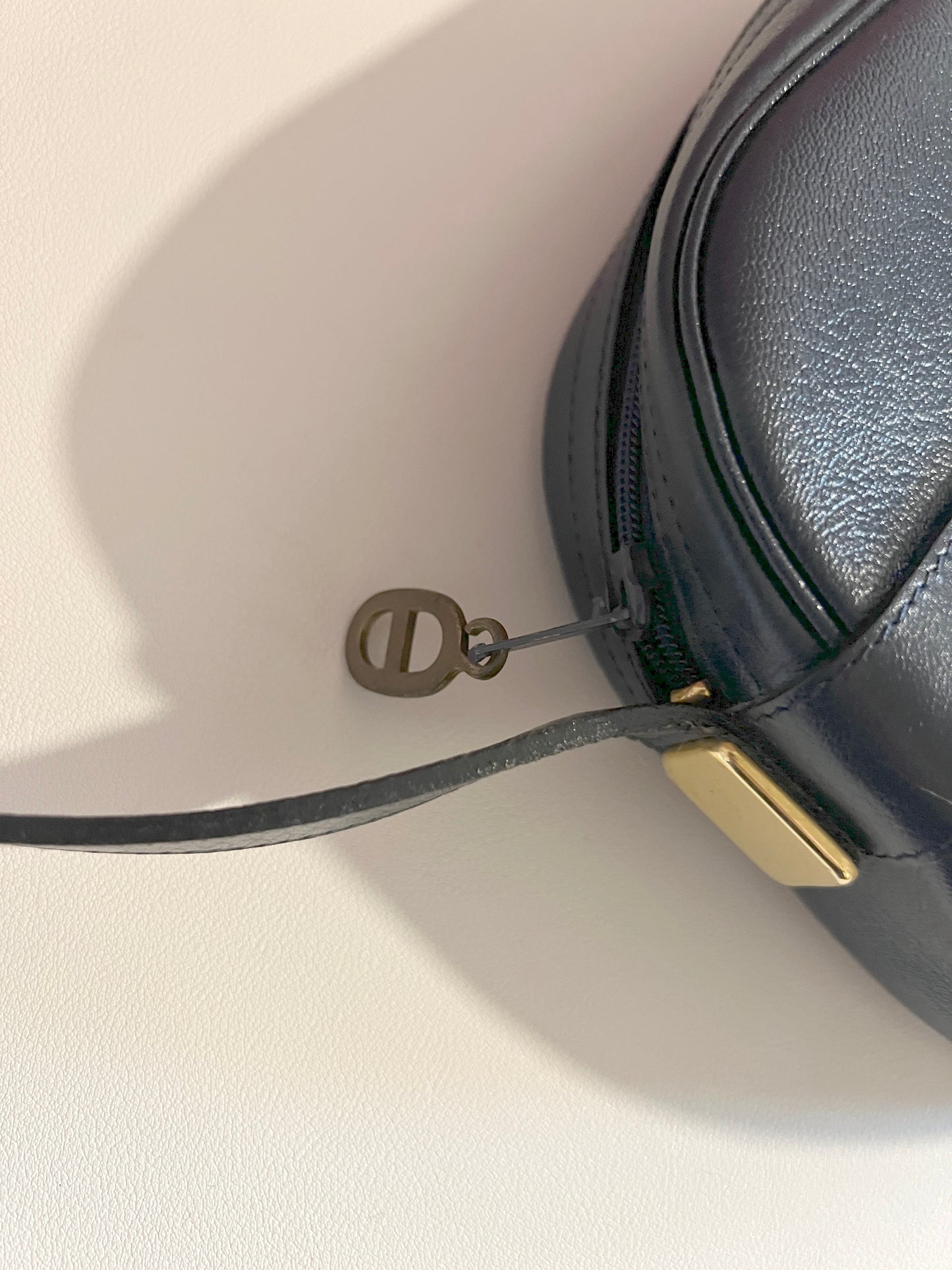 Christian Dior Shoulder Bag中古美品深藍色皮革側肩包斜背袋