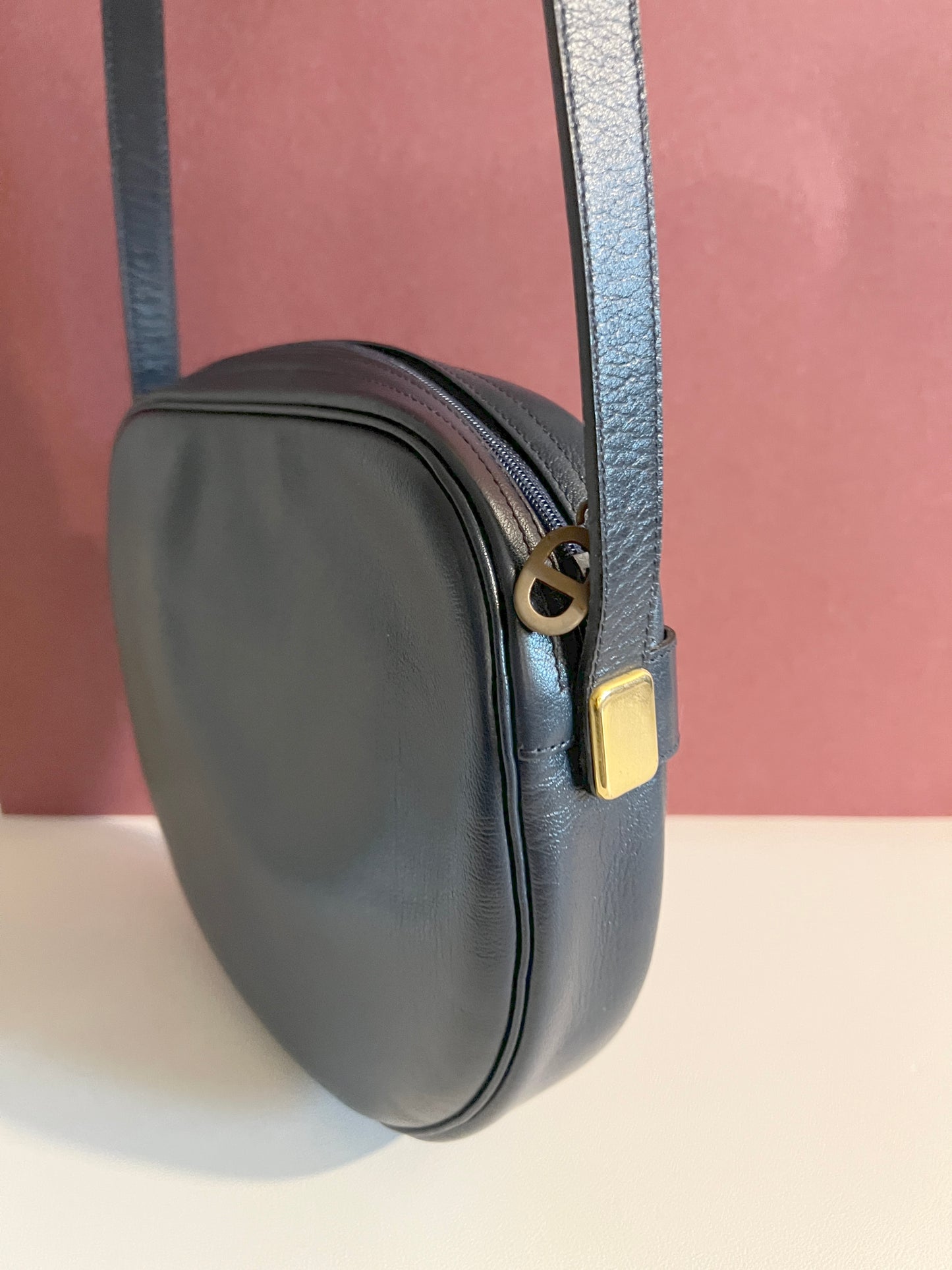 Christian Dior Shoulder Bag中古美品深藍色皮革側肩包斜背袋