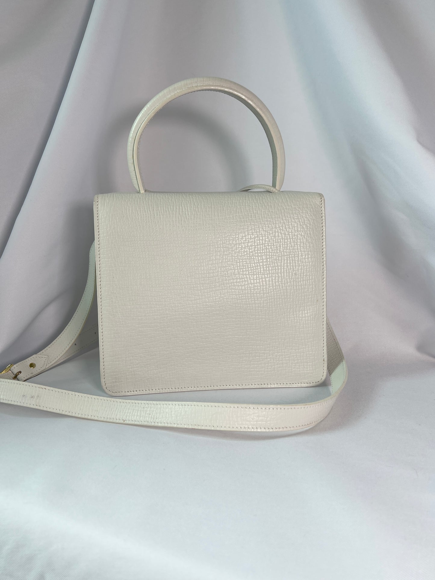 Loewe Vintage Barcelona中古白色葉子原裝肩帶手提肩背斜孭包