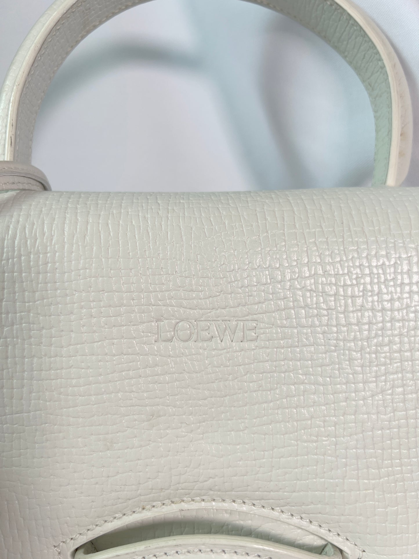 Loewe Vintage Barcelona中古白色葉子原裝肩帶手提肩背斜孭包