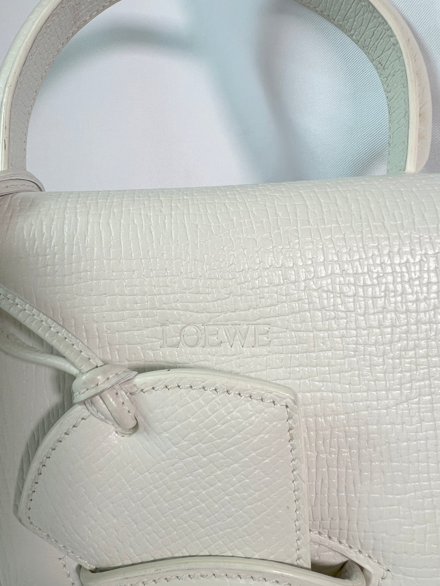 Loewe Vintage Barcelona中古白色葉子原裝肩帶手提肩背斜孭包