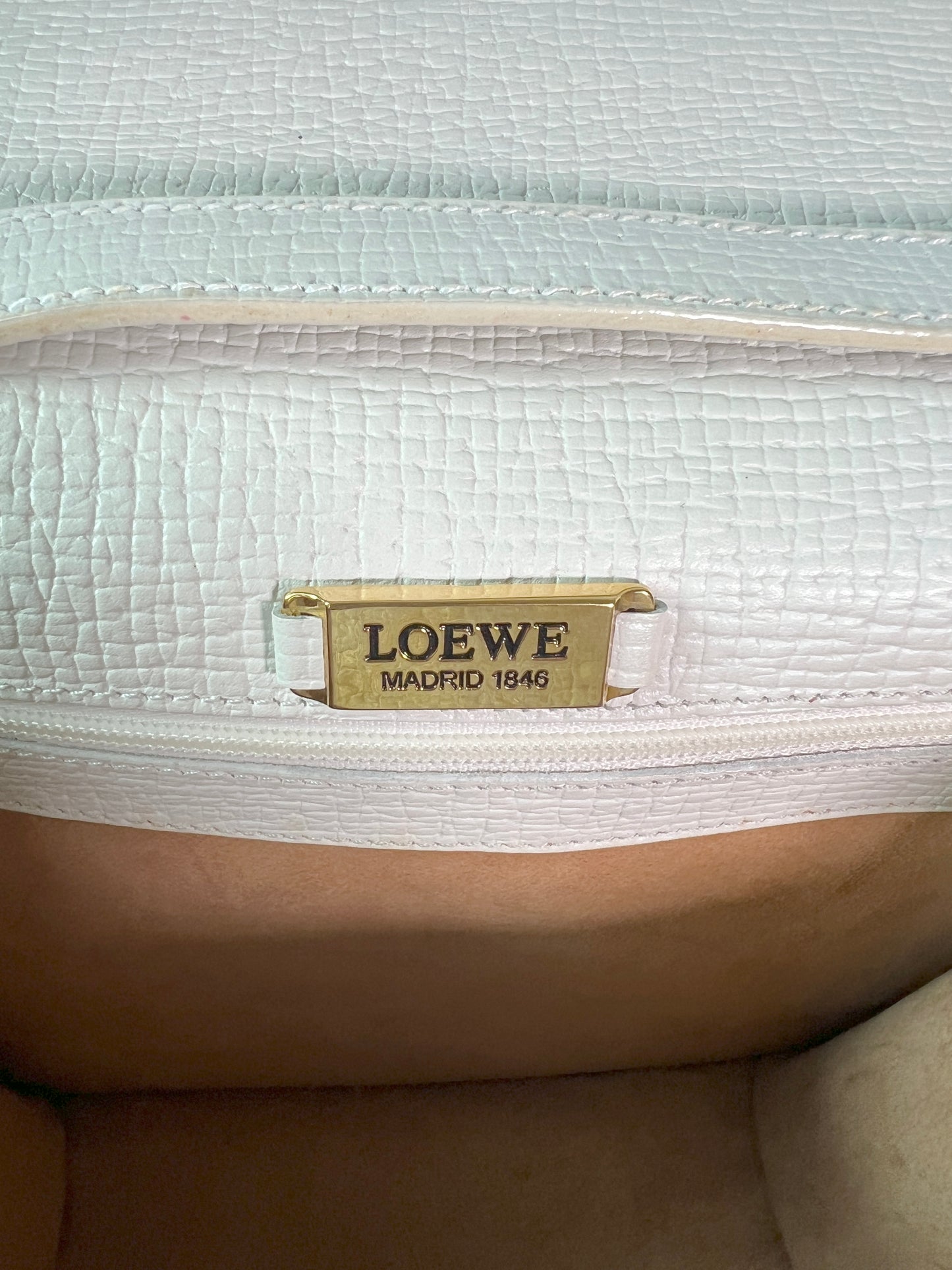 Loewe Vintage Barcelona中古白色葉子原裝肩帶手提肩背斜孭包