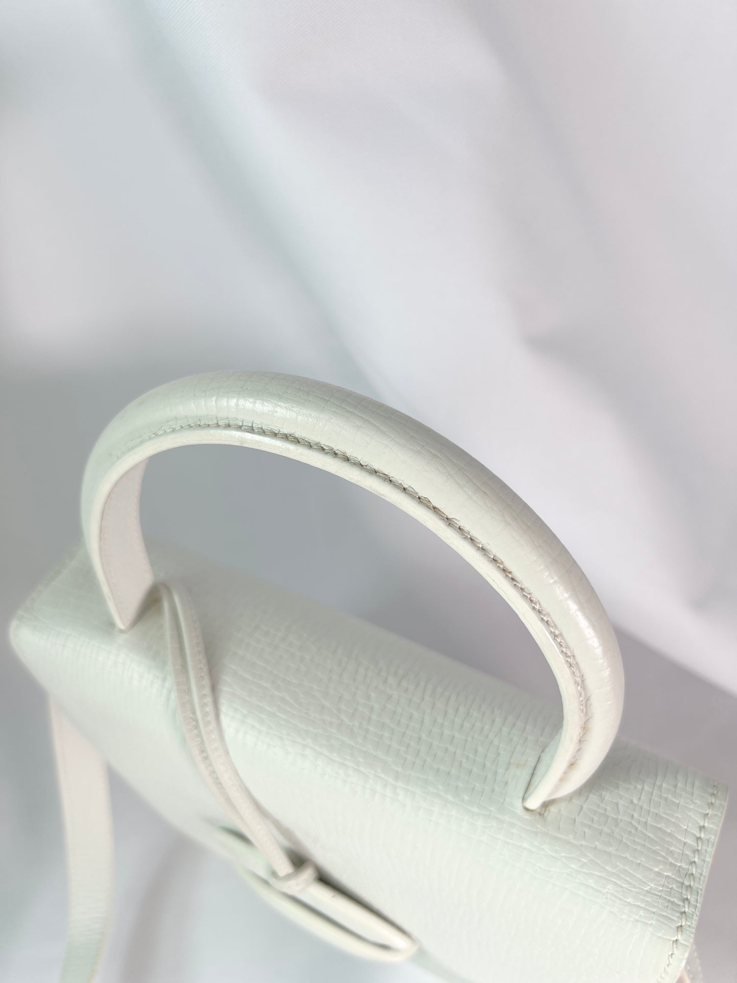 Loewe Vintage Barcelona中古白色葉子原裝肩帶手提肩背斜孭包