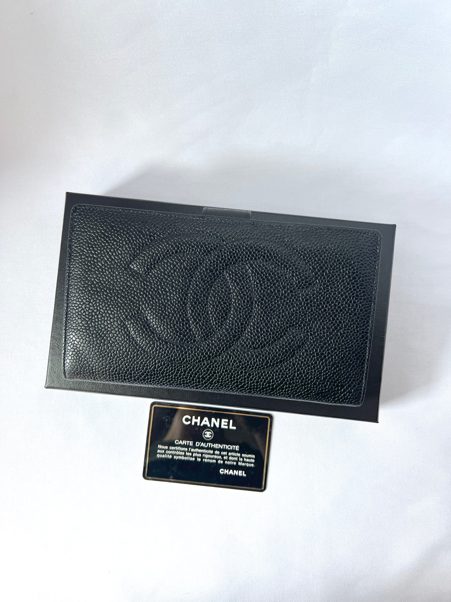 Chanel魚子醬牛皮長夾手提肩背斜肩袋 送肩帶 保證卡 原裝盒