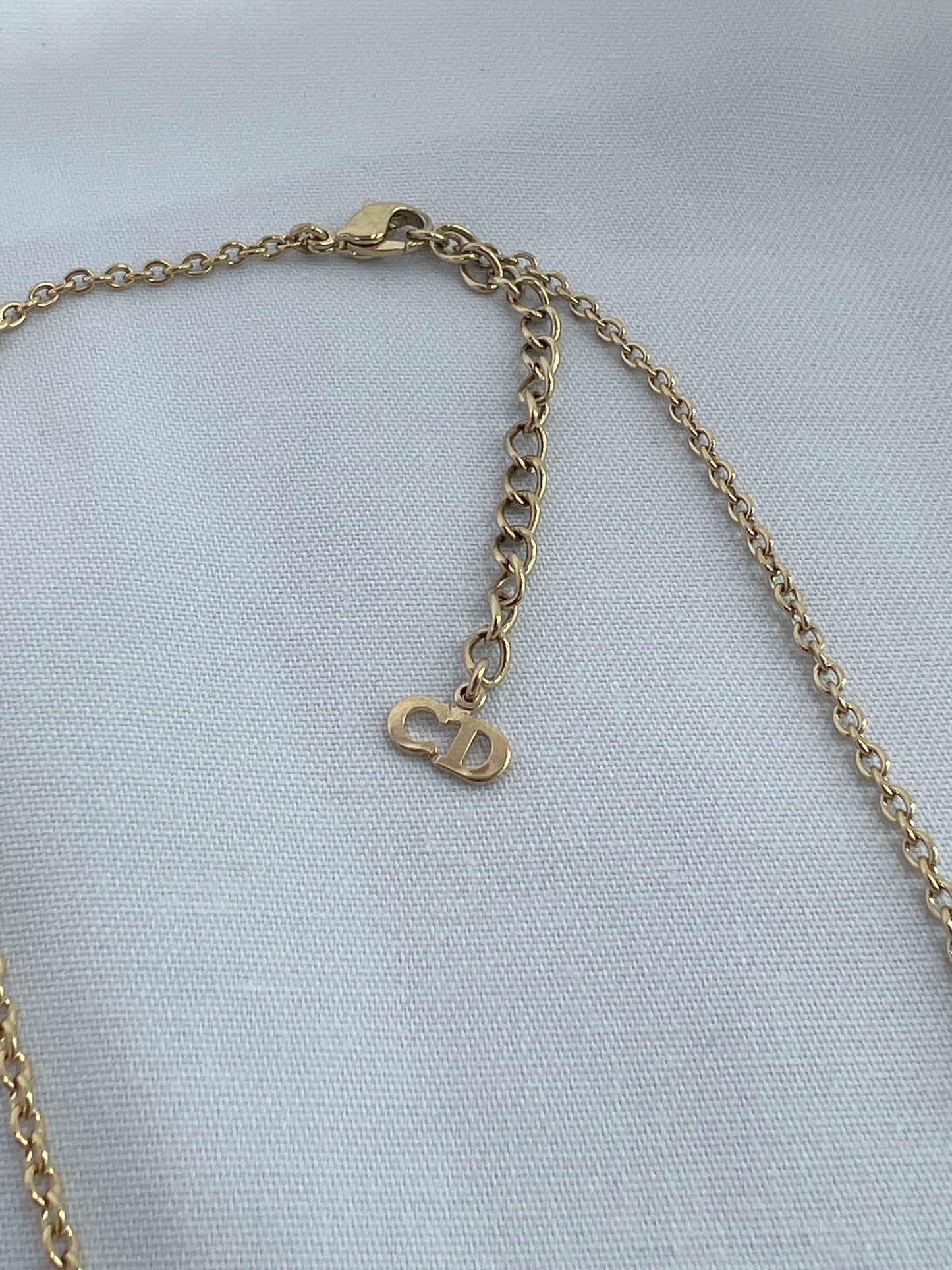 Dior CD水鑽頸鏈項鏈 情人節禮物 附飾物盒 日本中古Vintage
