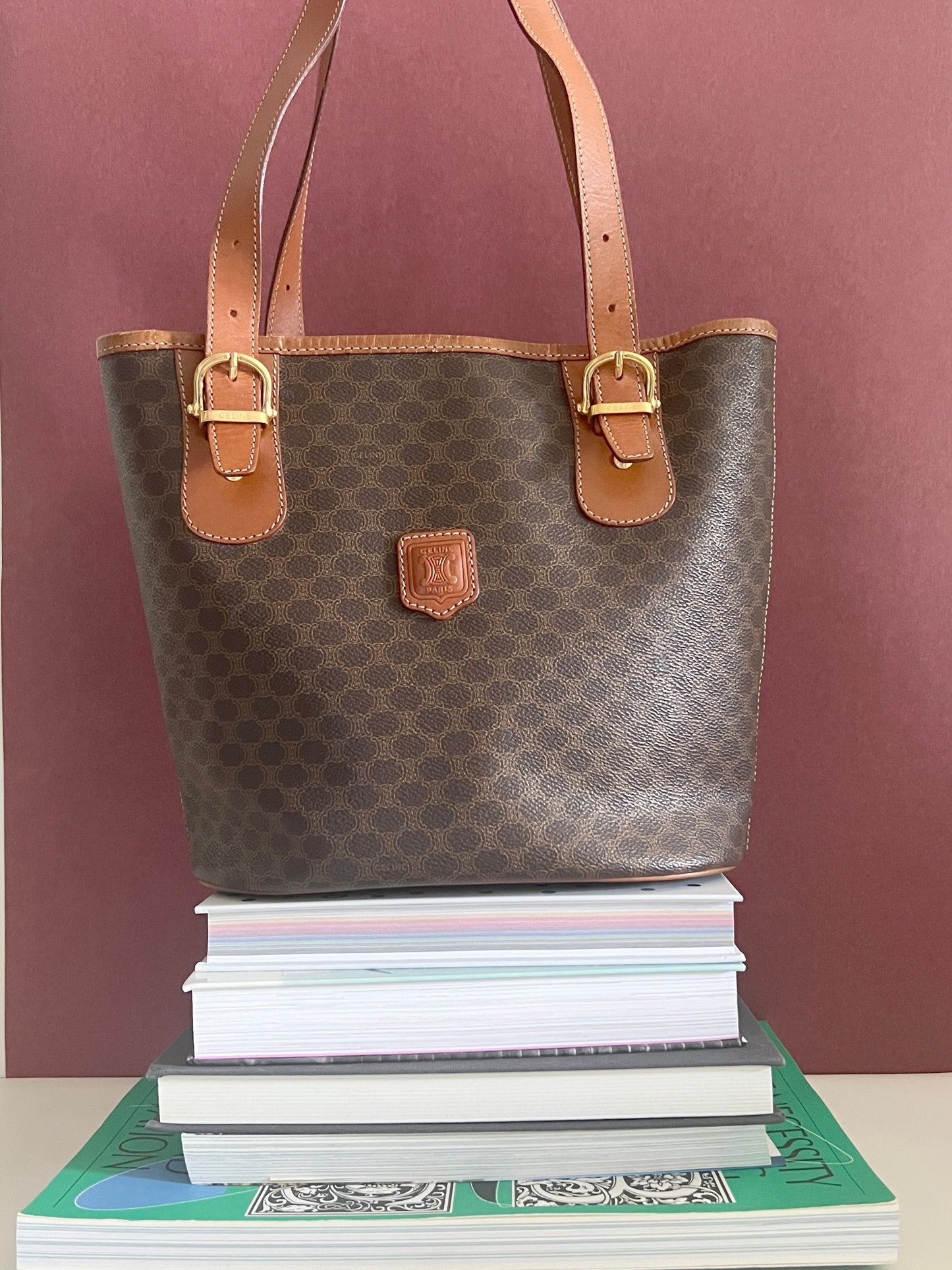 Celine Macadam tote bag 賽琳凱旋門單肩包中古手提袋