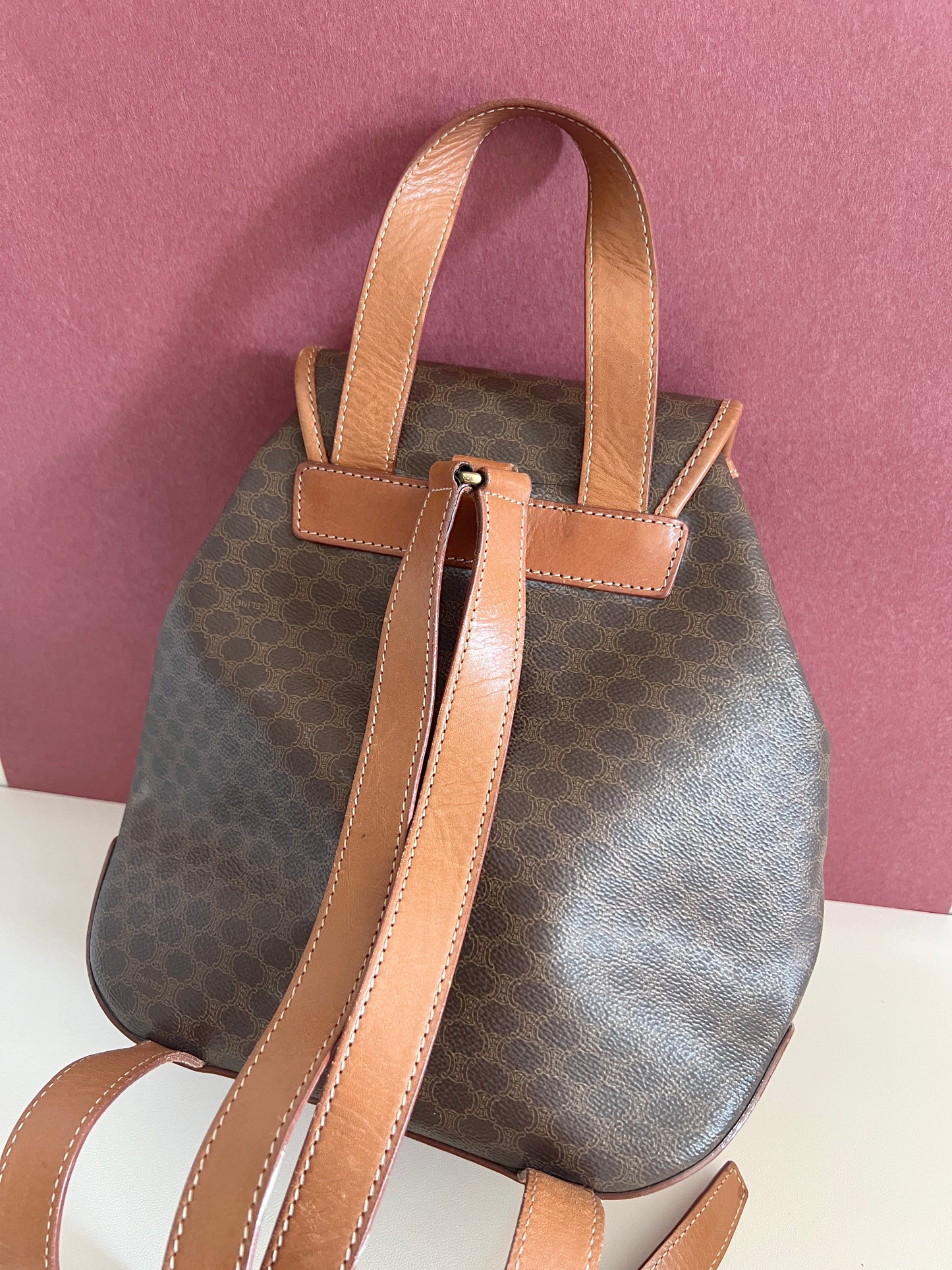 Celine Macadam backpack 賽琳凱旋門中古啡色背包