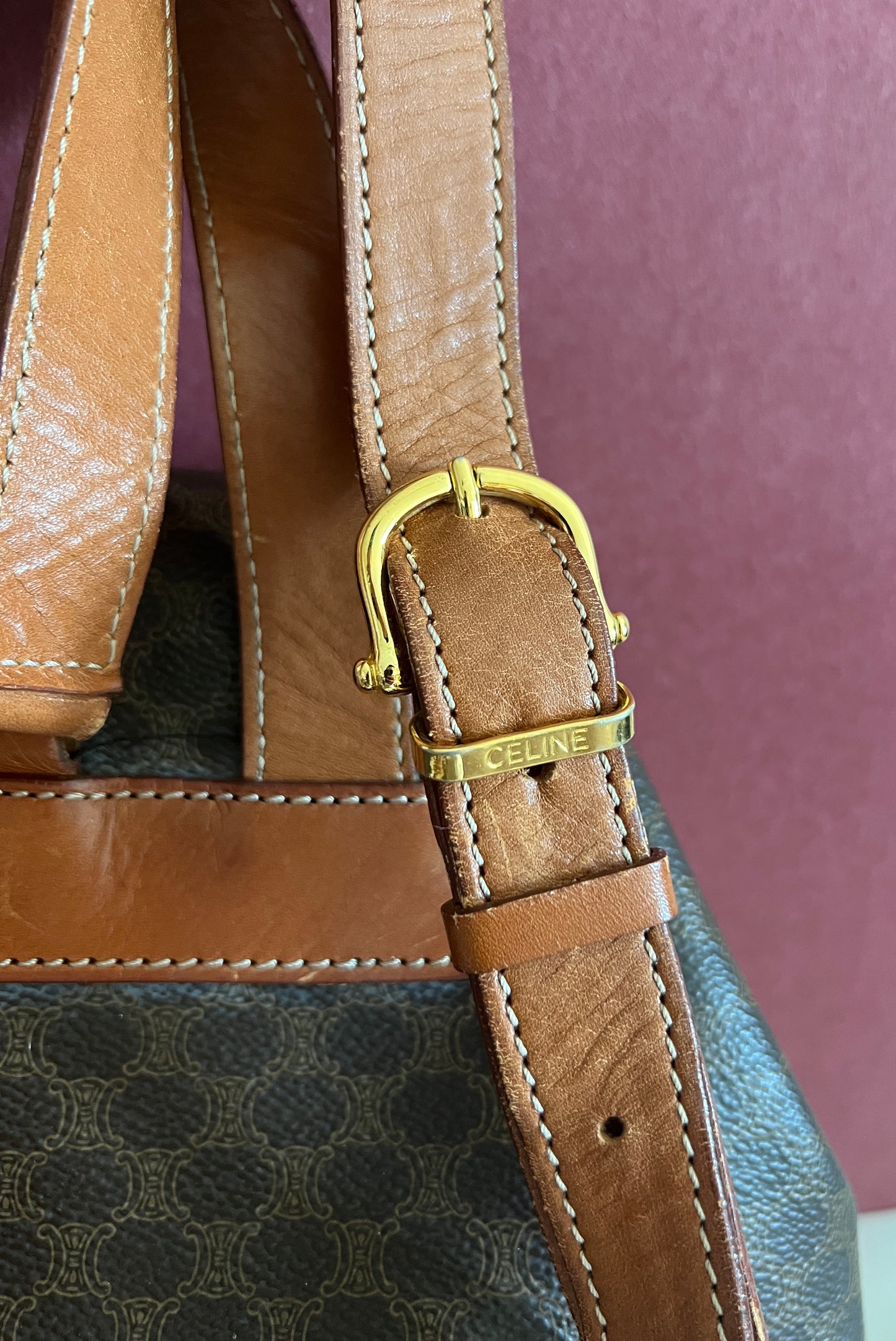 Celine Macadam backpack 賽琳凱旋門中古啡色背包