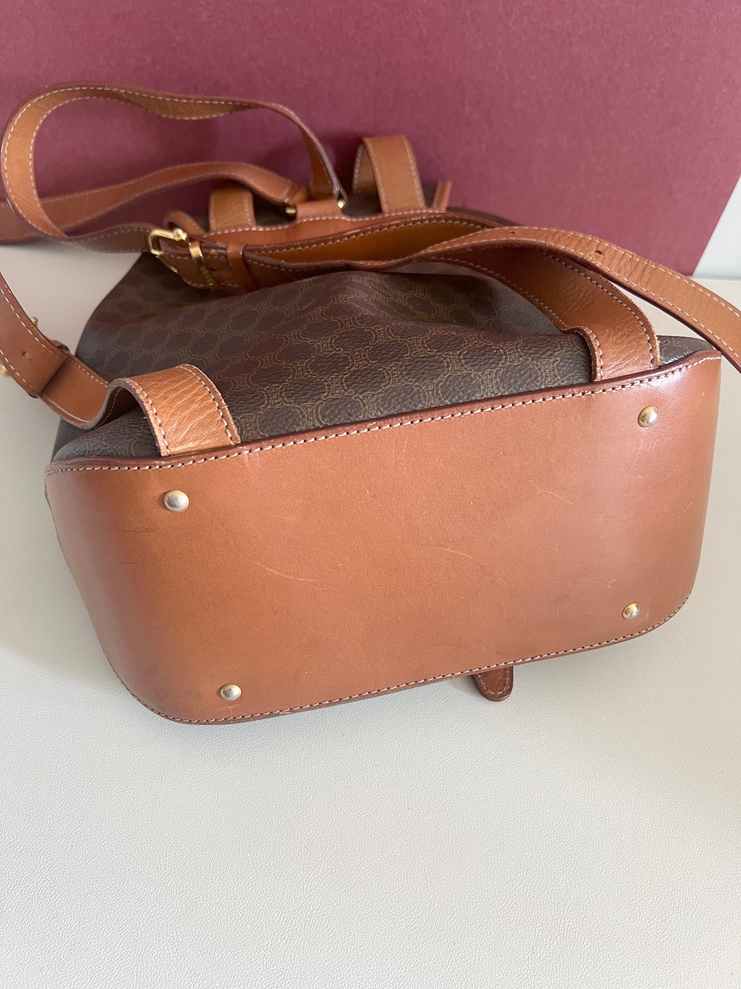 Celine Macadam backpack 賽琳凱旋門中古啡色背包