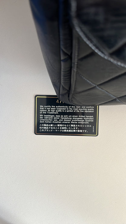 Chanel1996罕有黑色皮革雙層CC扣肩背袋手提包 中古vintage