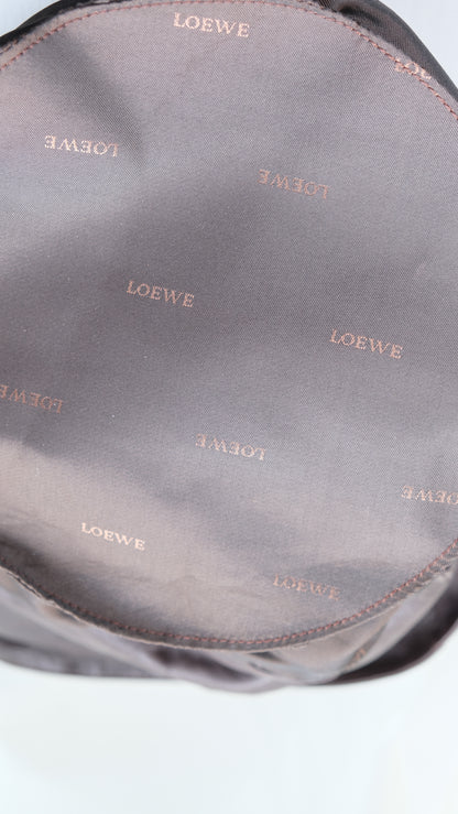 LOEWE 巧克力啡色圓桶束口袋 束繩包 水桶包 日本中古