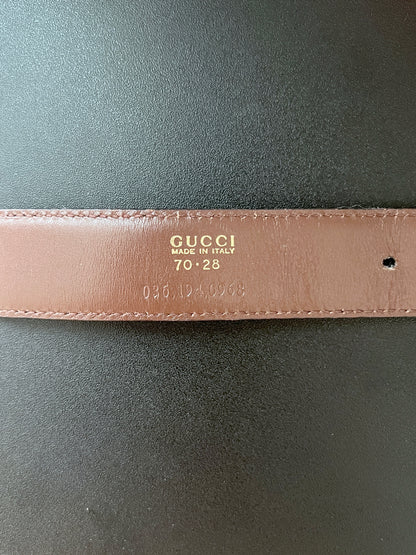 Gucci馬蹄金色皮帶扣罕有雙面啡黑色皮帶 日本中古二手Vintage