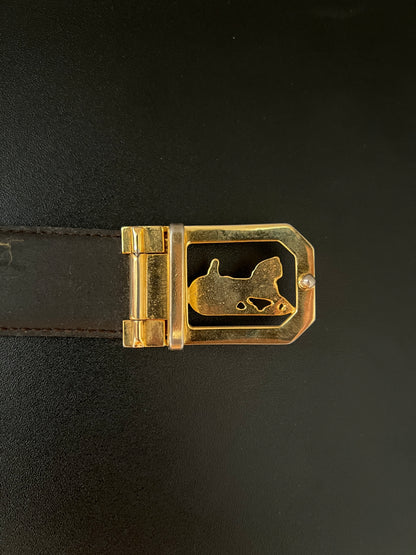 Celine黑色皮革馬車中古皮帶腰帶 日本Vintage