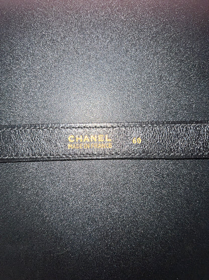 CHANEL極稀有黑色CC logo中古皮帶 極美品 日本Vintage