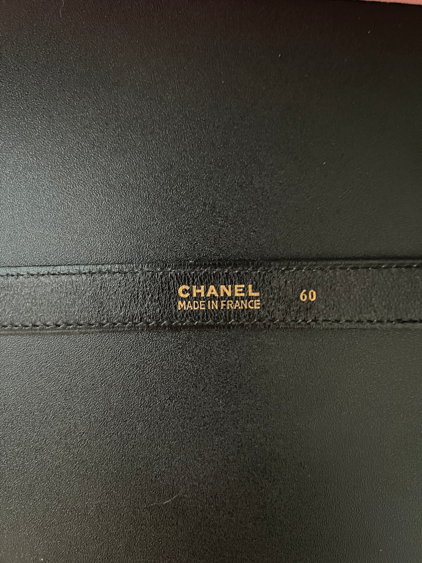 CHANEL極稀有黑色CC logo中古皮帶 極美品 日本Vintage