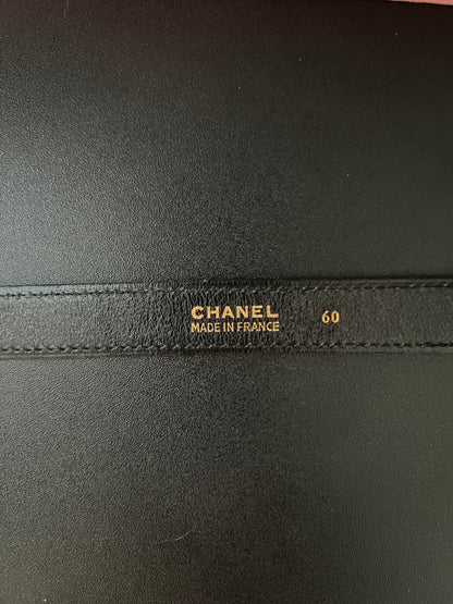 CHANEL極稀有黑色CC logo中古皮帶 極美品 日本Vintage