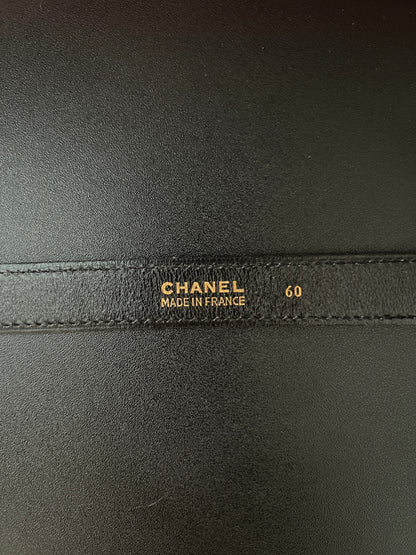 CHANEL極稀有黑色CC logo中古皮帶 極美品 日本Vintage