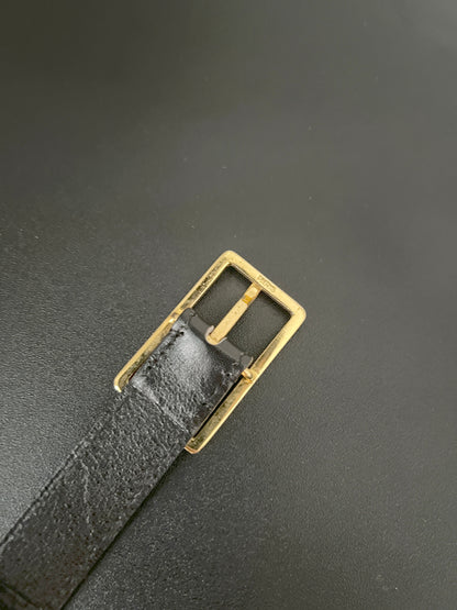 CHANEL極稀有黑色CC logo中古皮帶 極美品 日本Vintage