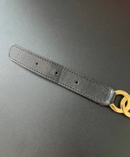 CHANEL極稀有黑色CC logo中古皮帶 極美品 日本Vintage