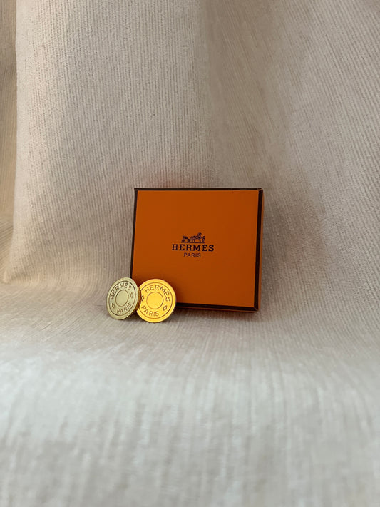 Hermes Clip-on earrings經典金色耳夾 原裝盒 美品 日本Vintage