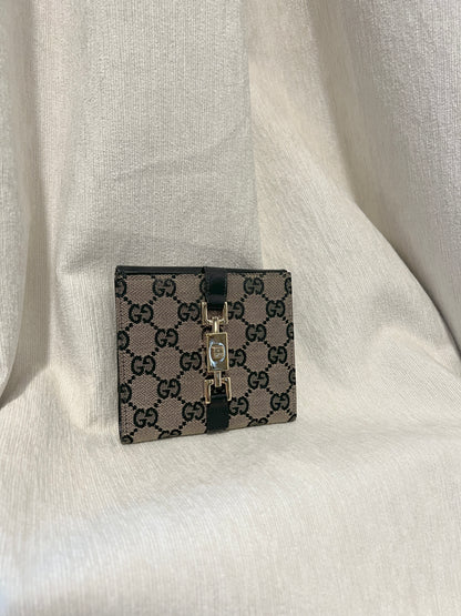 Gucci黑色老花中古錢包短夾 連散子包位置 日本中古二手Vintage