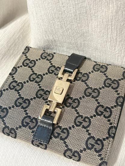 Gucci黑色老花中古錢包短夾 連散子包位置 日本中古二手Vintage