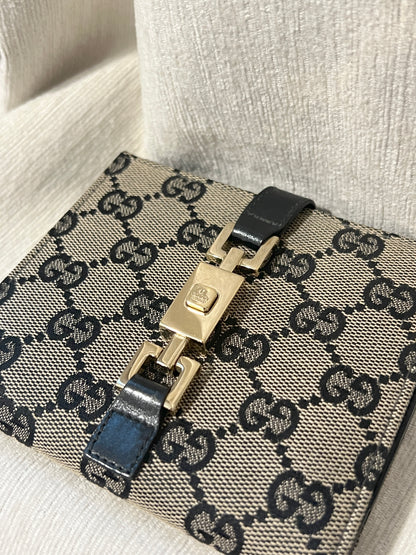 Gucci黑色老花中古錢包短夾 連散子包位置 日本中古二手Vintage